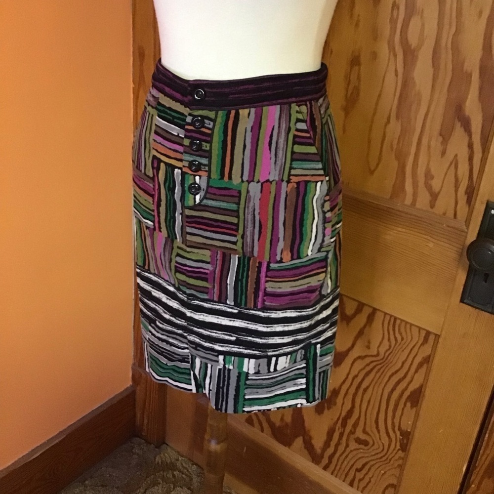 Anthropologie Odille bright striped velvet skirt - Picture 12 of 13